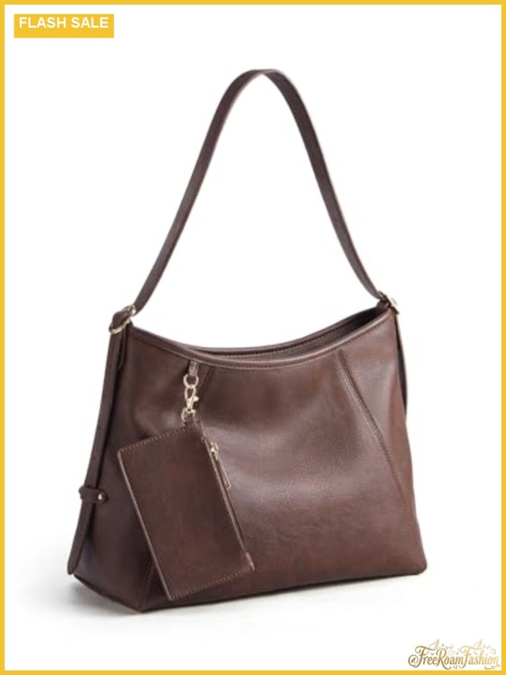 Vegan Leather Hobo Bag Multi-Pocket Crossbody with Adjustable Strap